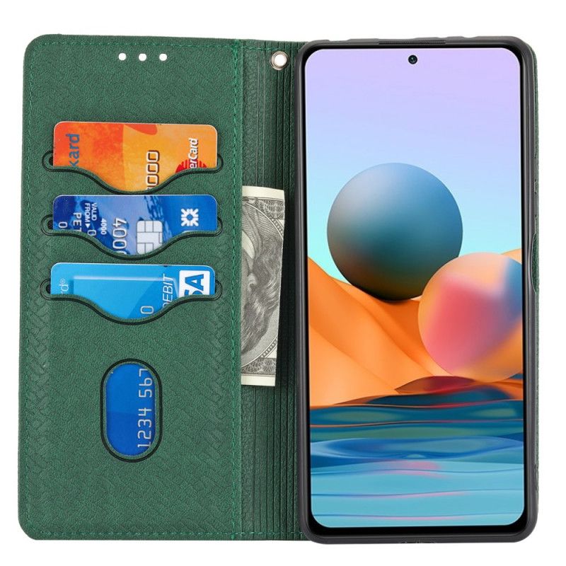 Flip Cover Xiaomi Redmi Note 10 Pro Med Snor Vævet Læderrem Stil