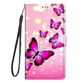 Flip Cover Xiaomi Redmi Note 10 Pro Sommerfugle Og Snor