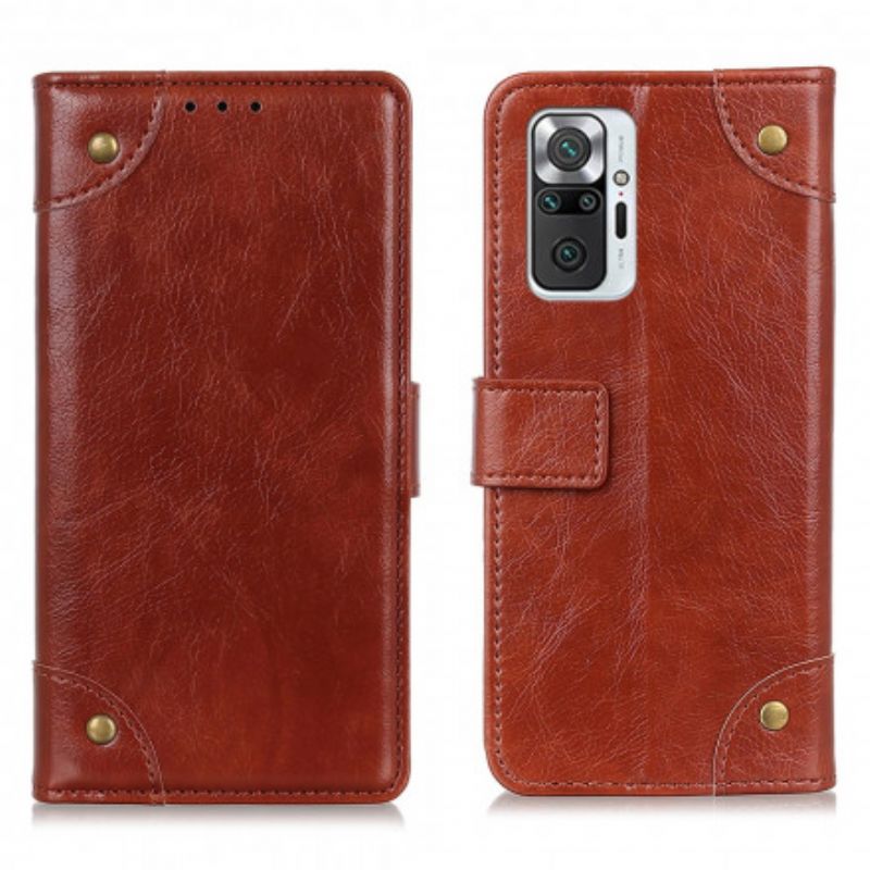 Flip Cover Xiaomi Redmi Note 10 Pro Vintage Nitter Nappa Læderstil