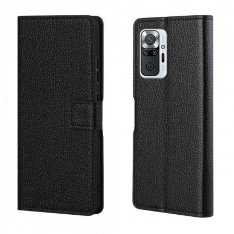 Læder Cover Xiaomi Redmi Note 10 Pro Enkelt Litchi