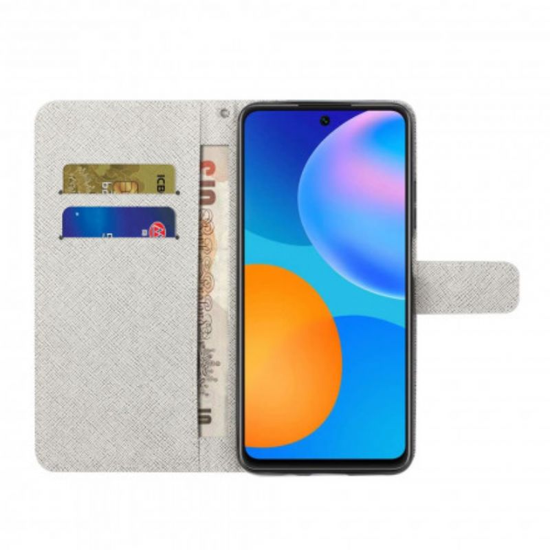 Læder Cover Xiaomi Redmi Note 10 Pro Med Snor Thong Guldsmede