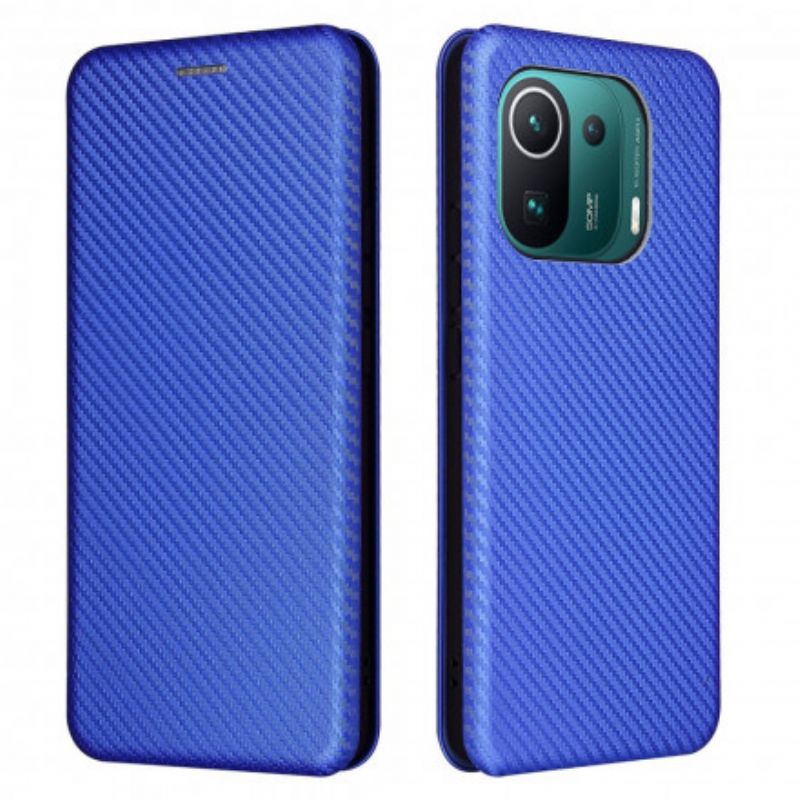 Cover Xiaomi Mi 11 Pro Flip Cover Kulfiber Med Støttering