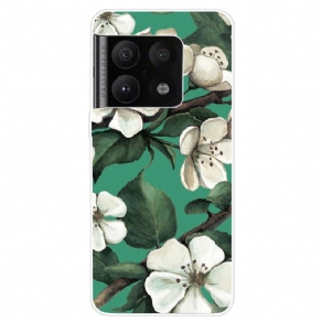 Cover OnePlus 10 Pro 5G Hvide Malede Blomster