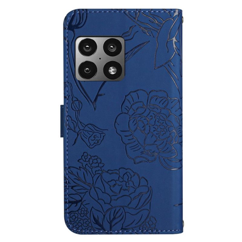 Flip Cover OnePlus 10 Pro 5G Sommerfugle Med Snor