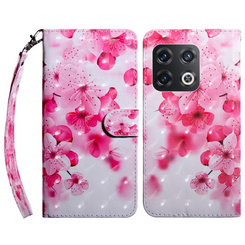 Læder Cover OnePlus 10 Pro 5G Blomster Med Rem