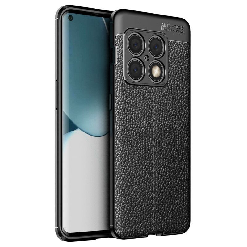 Mobilcover OnePlus 10 Pro 5G Dobbelt Linje Litchi Lædereffekt