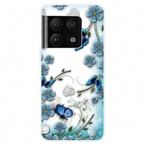 Mobilcover OnePlus 10 Pro 5G Retro Sommerfugle Og Blomster