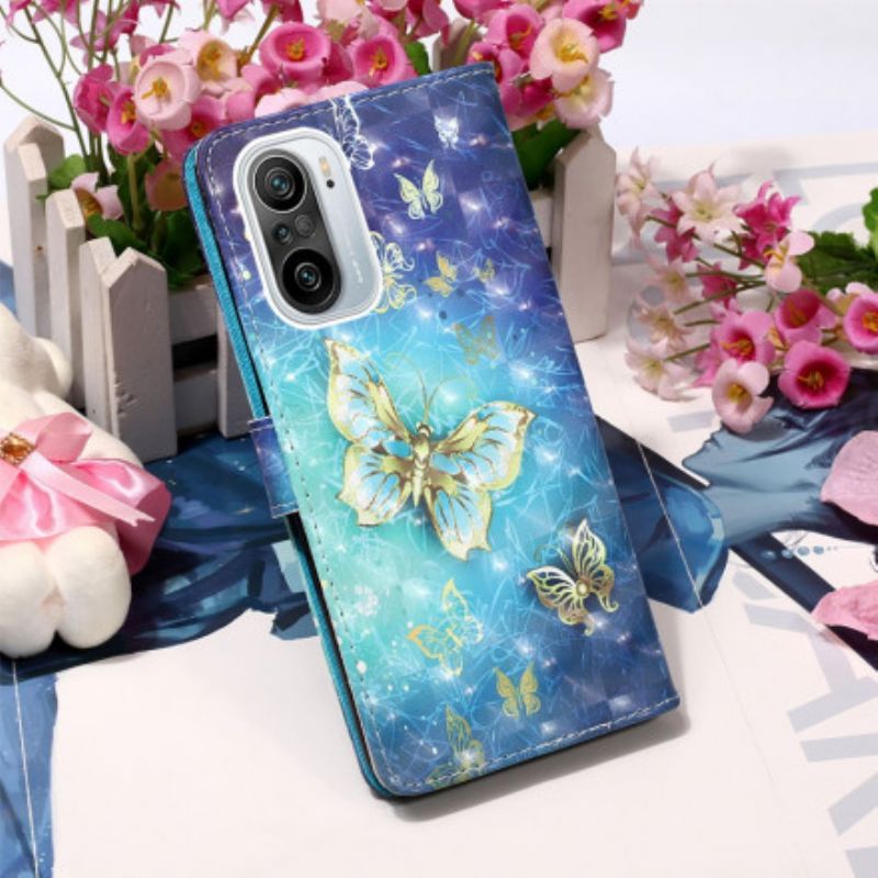 Flip Cover Xiaomi Mi 11i 5G / Poco F3 Gyldne Sommerfugle