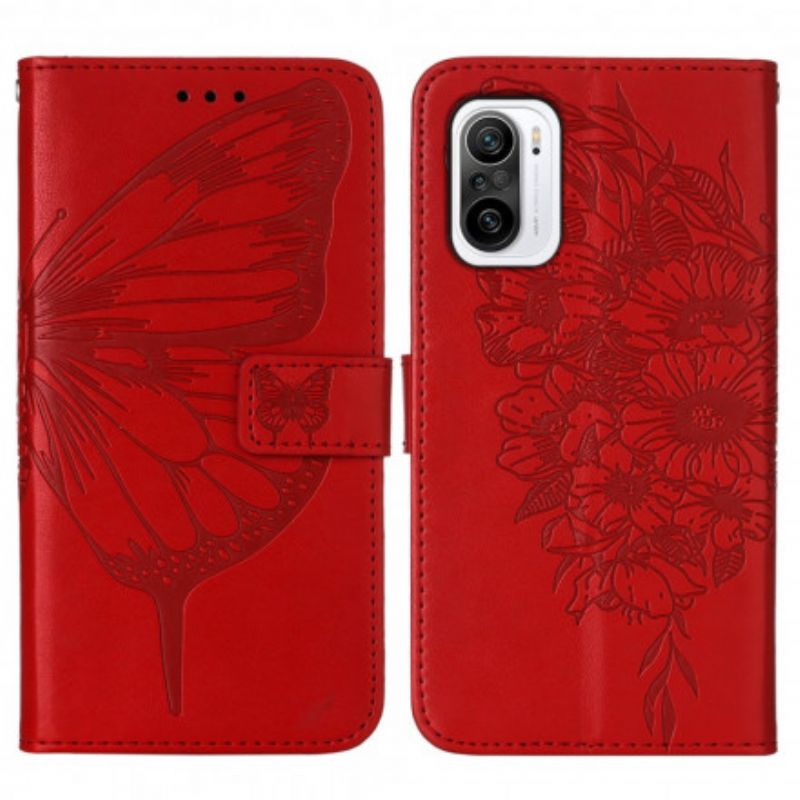 Flip Cover Xiaomi Mi 11i 5G / Poco F3 Sommerfugledesign Med Snor