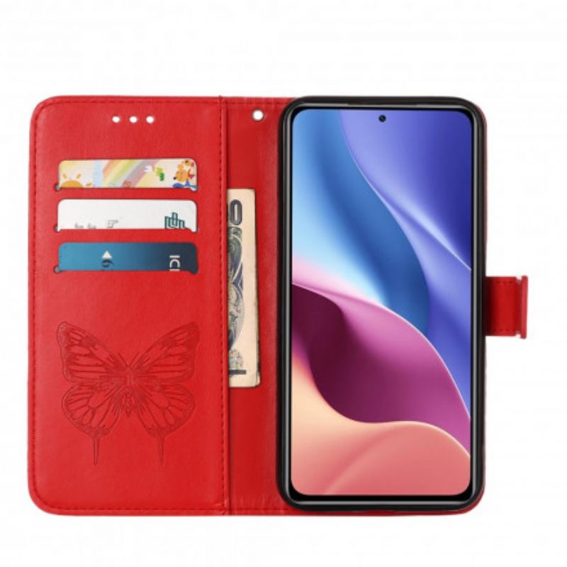 Flip Cover Xiaomi Mi 11i 5G / Poco F3 Sommerfugledesign Med Snor