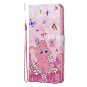 Læder Cover Google Pixel 4 XL Elefantbaby Pink