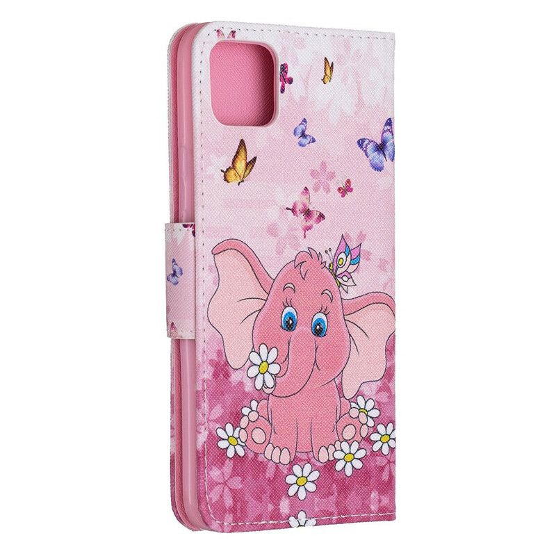 Læder Cover Google Pixel 4 XL Elefantbaby Pink