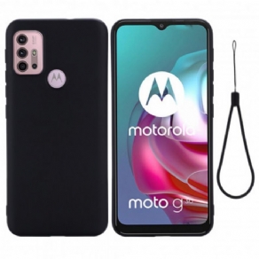 Cover Moto G10 / G30 Flydende Silikone Med Snor