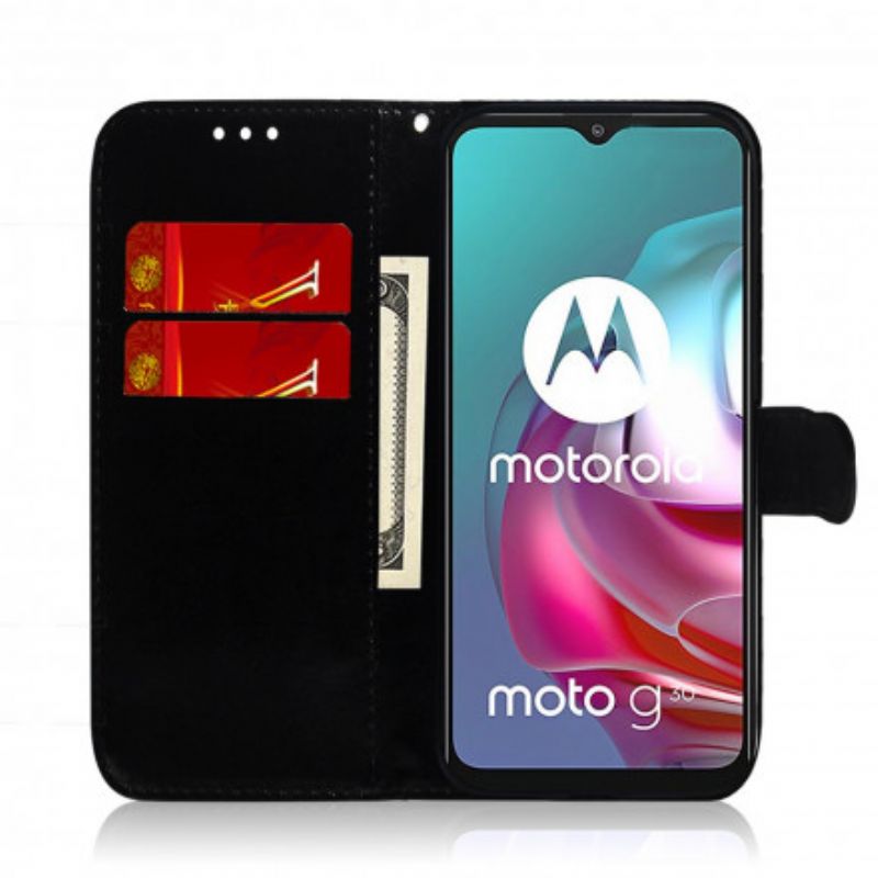 Flip Cover Moto G10 / G30 Imiteret Læderbetrækspejl