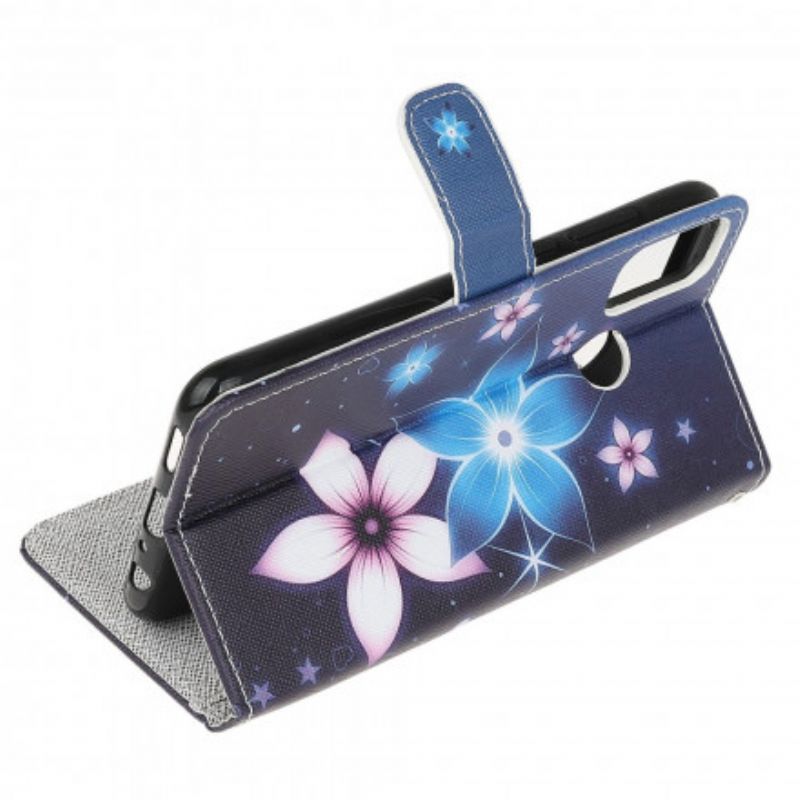 Flip Cover Moto G10 / G30 Med Snor Lunar Strap Blomster