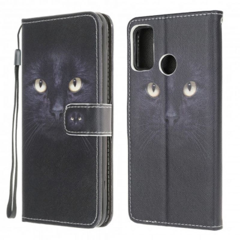 Flip Cover Moto G10 / G30 Med Snor Thong Black Cat Eyes