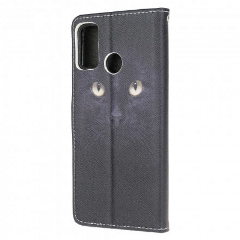 Flip Cover Moto G10 / G30 Med Snor Thong Black Cat Eyes