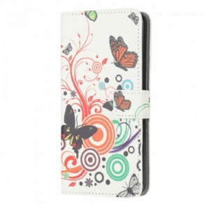 Flip Cover Moto G10 / G30 Sommerfugle Og Blomster