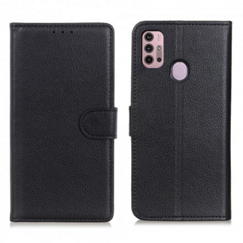 Flip Cover Moto G10 / G30 Traditionelt Litchi Imiteret Læder