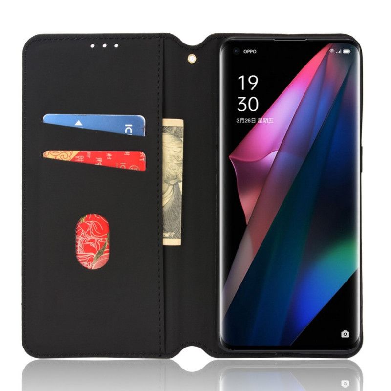 Cover Oppo Find X3 / X3 Pro Flip Cover Diamant Lædereffekt