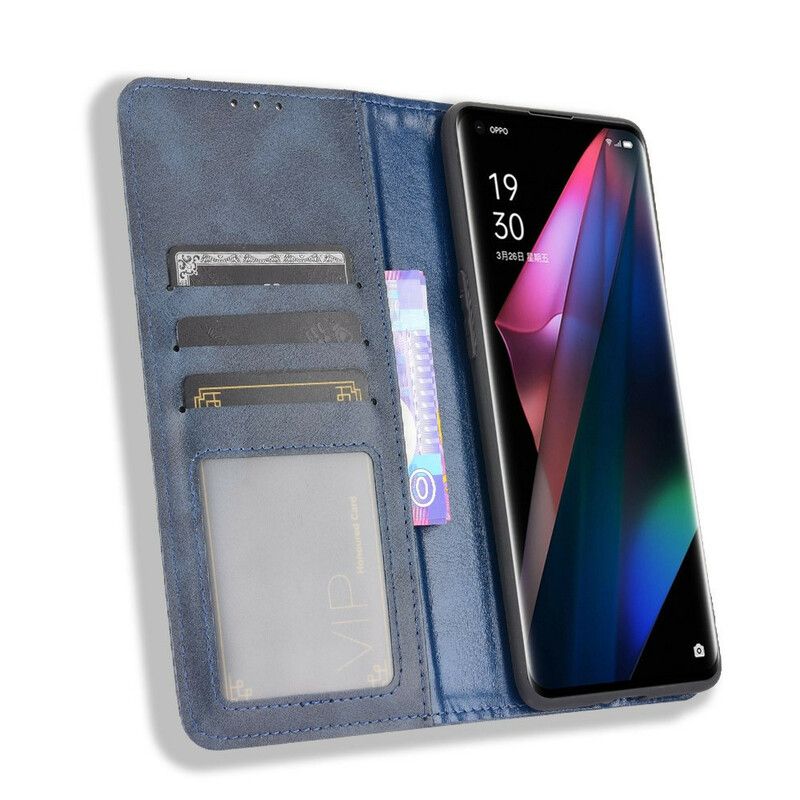 Cover Oppo Find X3 / X3 Pro Flip Cover Stylet Vintage Lædereffekt