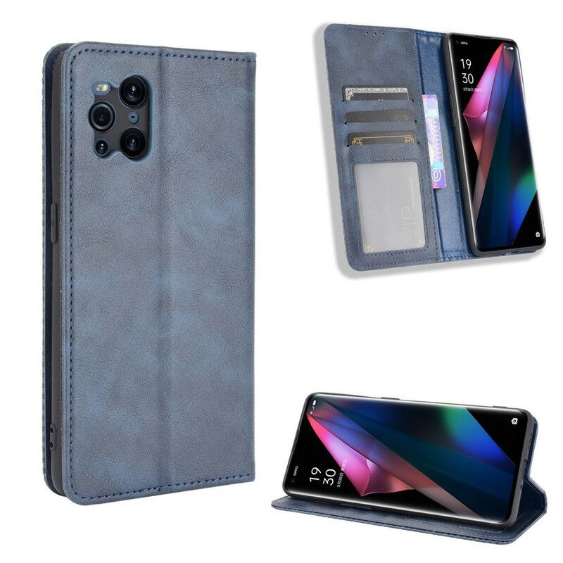 Cover Oppo Find X3 / X3 Pro Flip Cover Stylet Vintage Lædereffekt