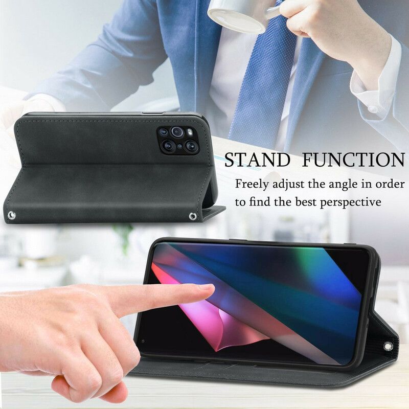 Cover Oppo Find X3 / X3 Pro Flip Cover Vintage Kunstlæder