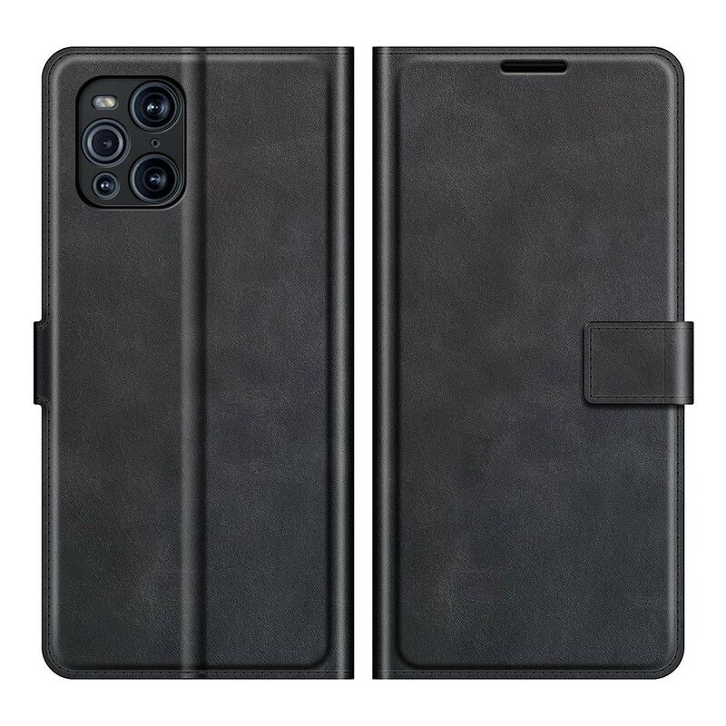 Flip Cover Oppo Find X3 / X3 Pro Ekstrem Slank Lædereffekt