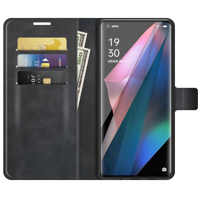 Flip Cover Oppo Find X3 / X3 Pro Ekstrem Slank Lædereffekt