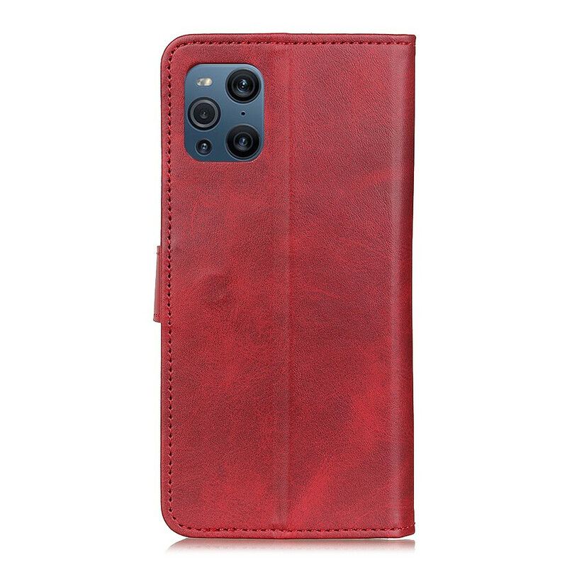 Flip Cover Oppo Find X3 / X3 Pro Mat Vintage Lædereffekt