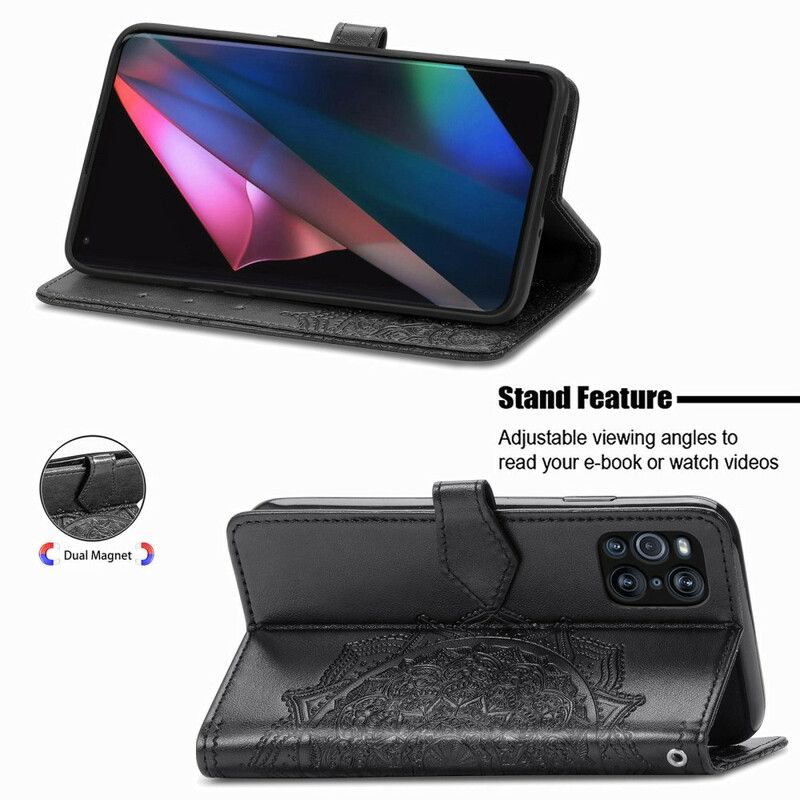 Læder Cover Oppo Find X3 / X3 Pro Middelaldermandala