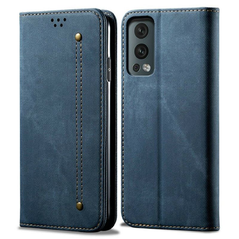 Cover OnePlus Nord 2 5G Flip Cover Imiteret Læder Jeans Tekstur