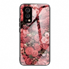 Cover OnePlus Nord 2 5G Hærdet Glas Lyserøde Blomster