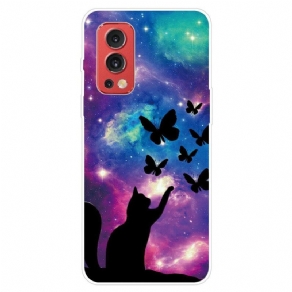 Cover OnePlus Nord 2 5G Kat Og Sommerfugle I Rummet