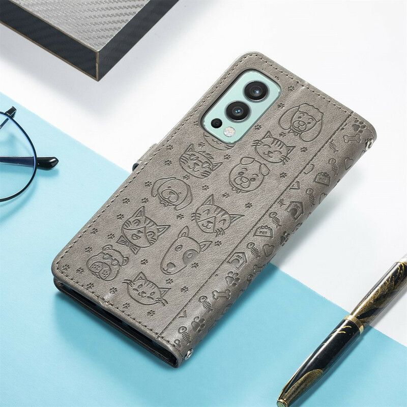 Flip Cover OnePlus Nord 2 5G Animerede Dyr