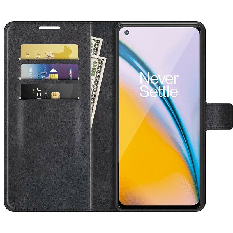 Flip Cover OnePlus Nord 2 5G Ekstrem Slank Lædereffekt