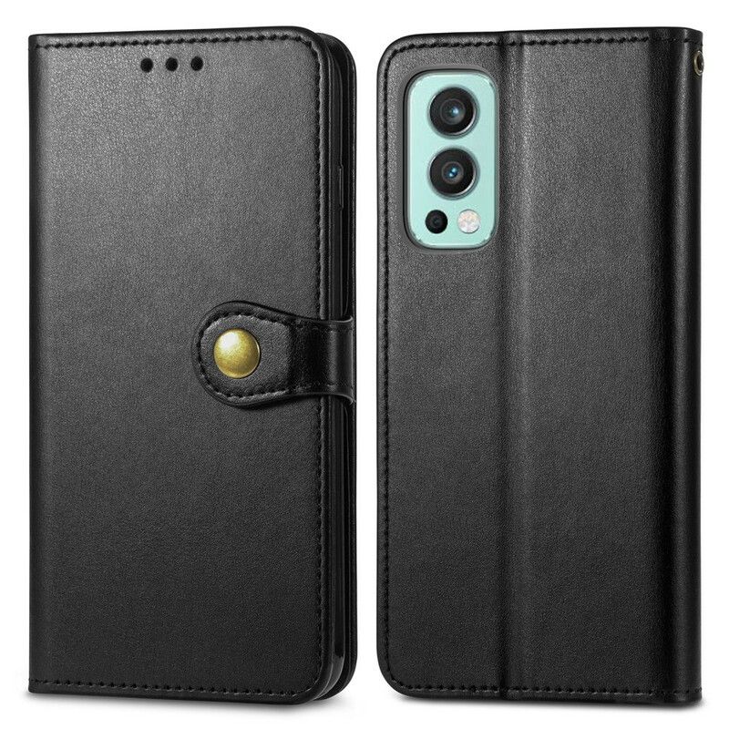 Flip Cover OnePlus Nord 2 5G Imiteret Læder Og Vintage Lås