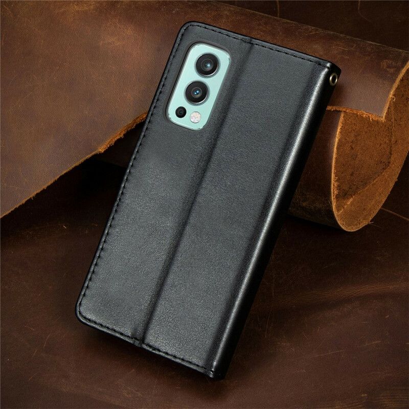 Flip Cover OnePlus Nord 2 5G Imiteret Læder Og Vintage Lås