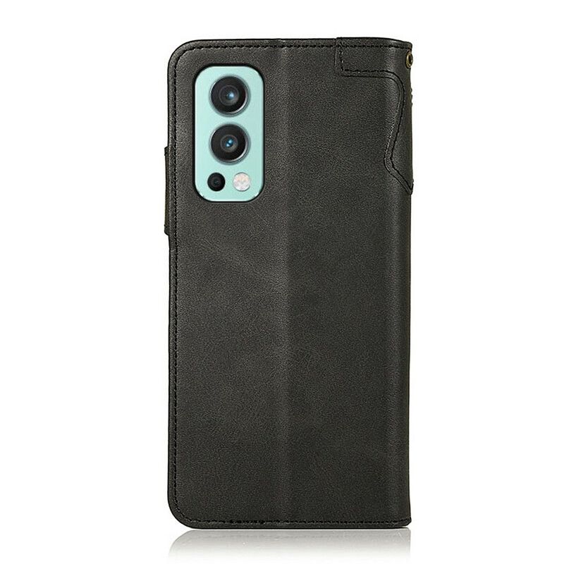 Flip Cover OnePlus Nord 2 5G Imiteret Læderknap Khazneh