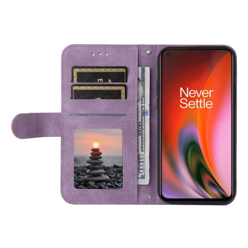 Flip Cover OnePlus Nord 2 5G Imiteret Lædernitte Og Rem