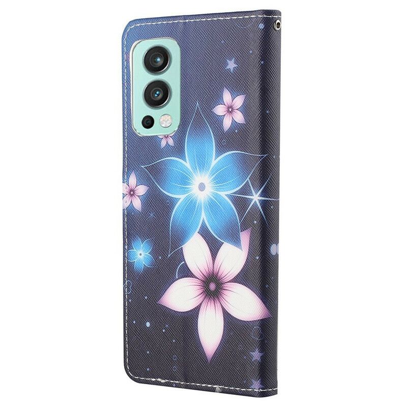 Flip Cover OnePlus Nord 2 5G Med Snor Lunar Strap Blomster