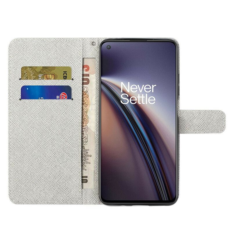 Flip Cover OnePlus Nord 2 5G Med Snor Lunar Strap Blomster