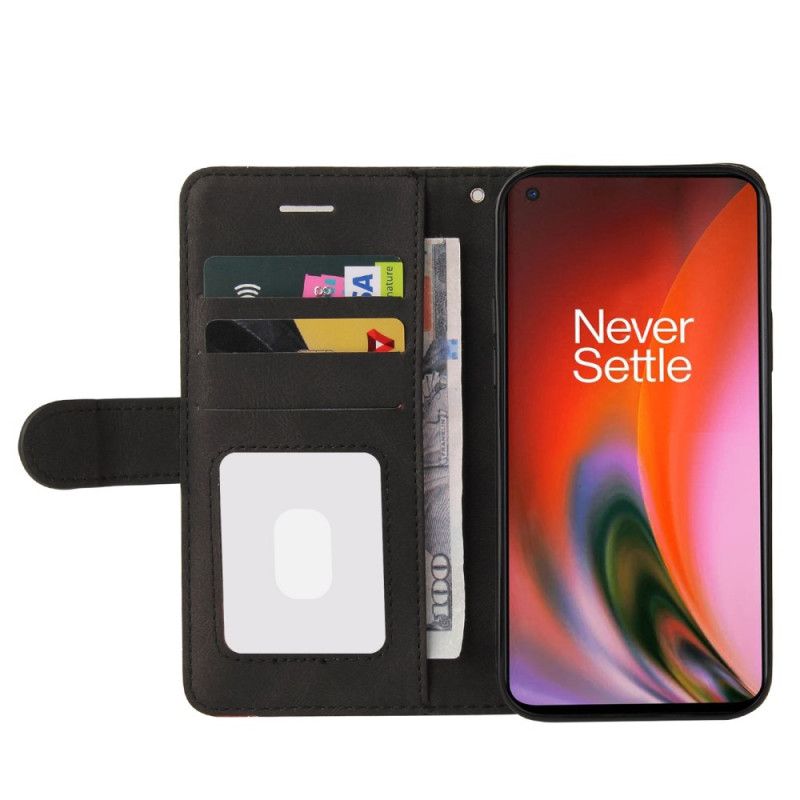 Flip Cover OnePlus Nord 2 5G Signatur Tofarvet Imiteret Læder