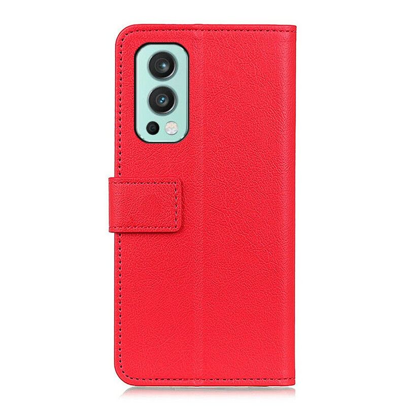 Flip Cover OnePlus Nord 2 5G Simpel Skinnende Lædereffekt