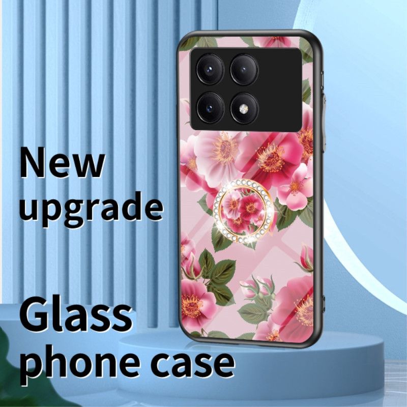 Cover Poco X6 Pro 5g Telefon Etui Blomsterring-holder Af Hærdet Glas