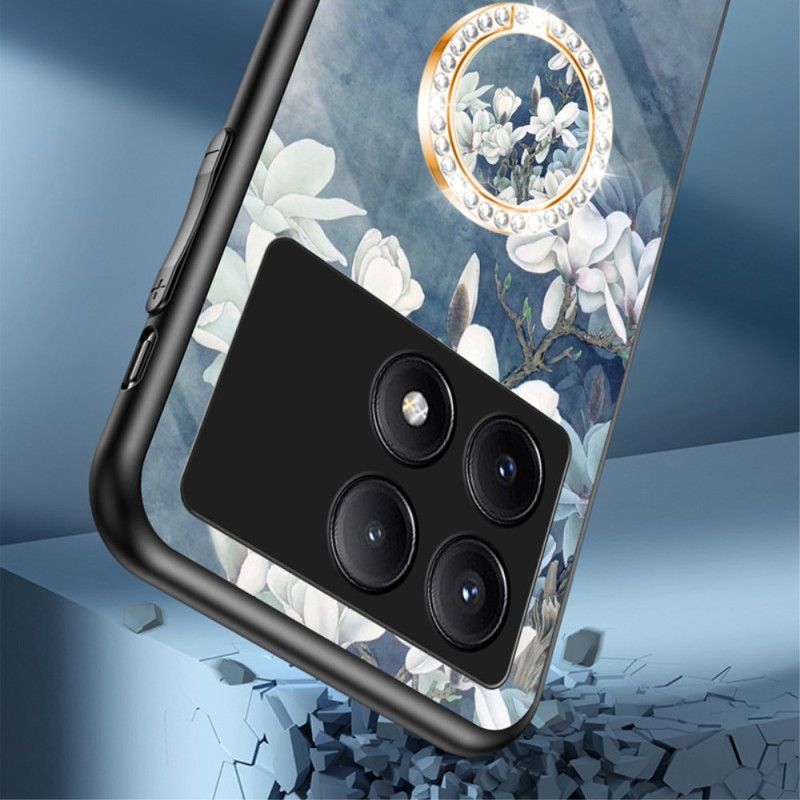 Cover Poco X6 Pro 5g Telefon Etui Blomsterring-holder Af Hærdet Glas