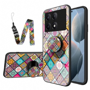 Cover Poco X6 Pro 5g Telefon Etui Patchwork-støtte Og Rem