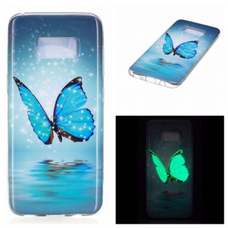 Mobilcover Samsung Galaxy S8 Fluorescerende Blå Sommerfugl