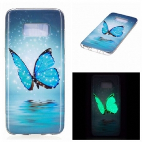 Mobilcover Samsung Galaxy S8 Fluorescerende Blå Sommerfugl