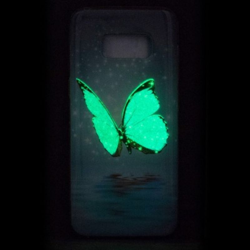 Mobilcover Samsung Galaxy S8 Fluorescerende Blå Sommerfugl